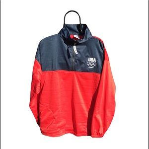 Red White Blue Mens 1/4 Zip Fleece Lined USA Shirt